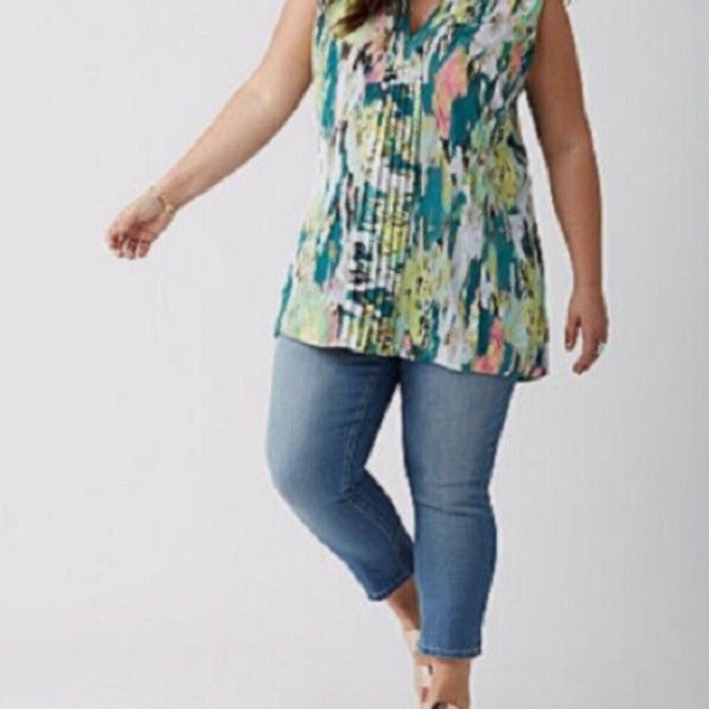 Melissa McCarthy Seven7 Sleeveless Abstract Print Blouse 1X